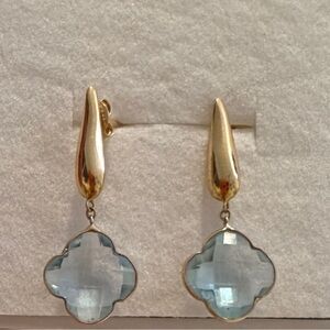 14k Gold  Blue Topaz  Drop Earrings